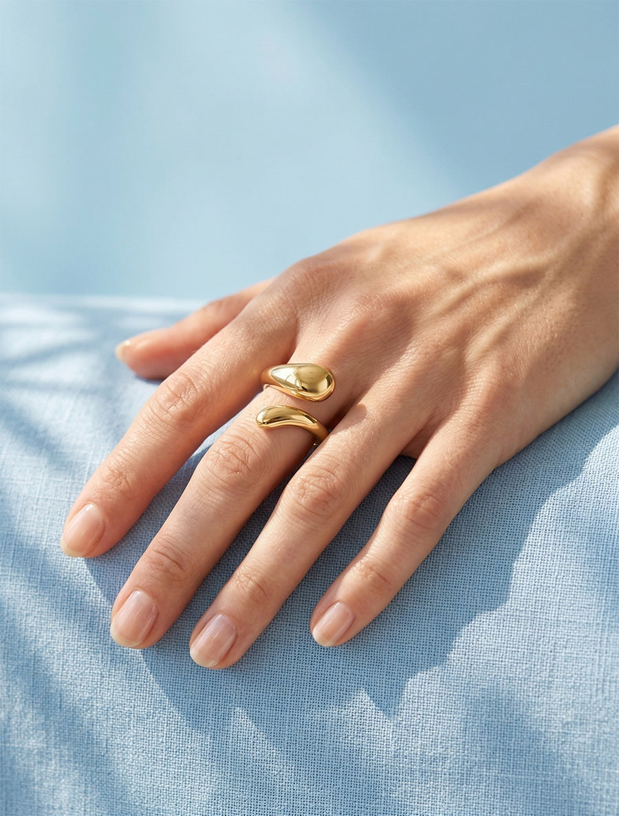 Anillo trenzado y abombado - Oro