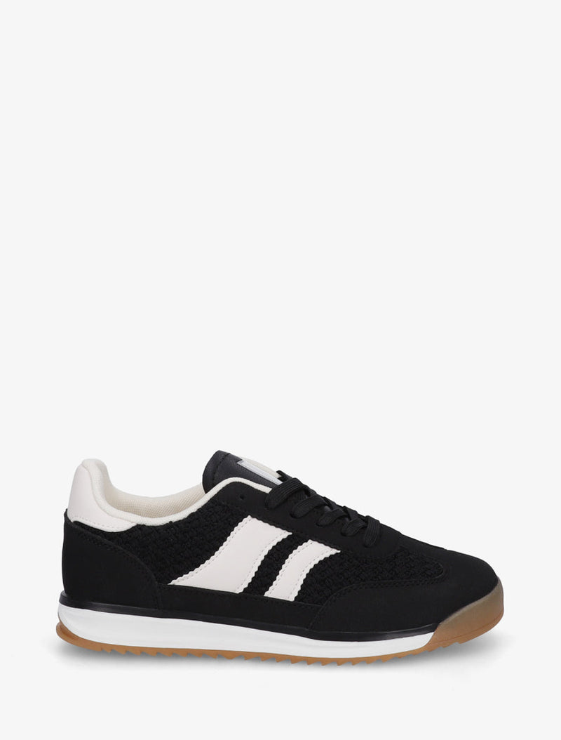 Zapatillas con inserción de efecto malla y detalles en contraste - Negro