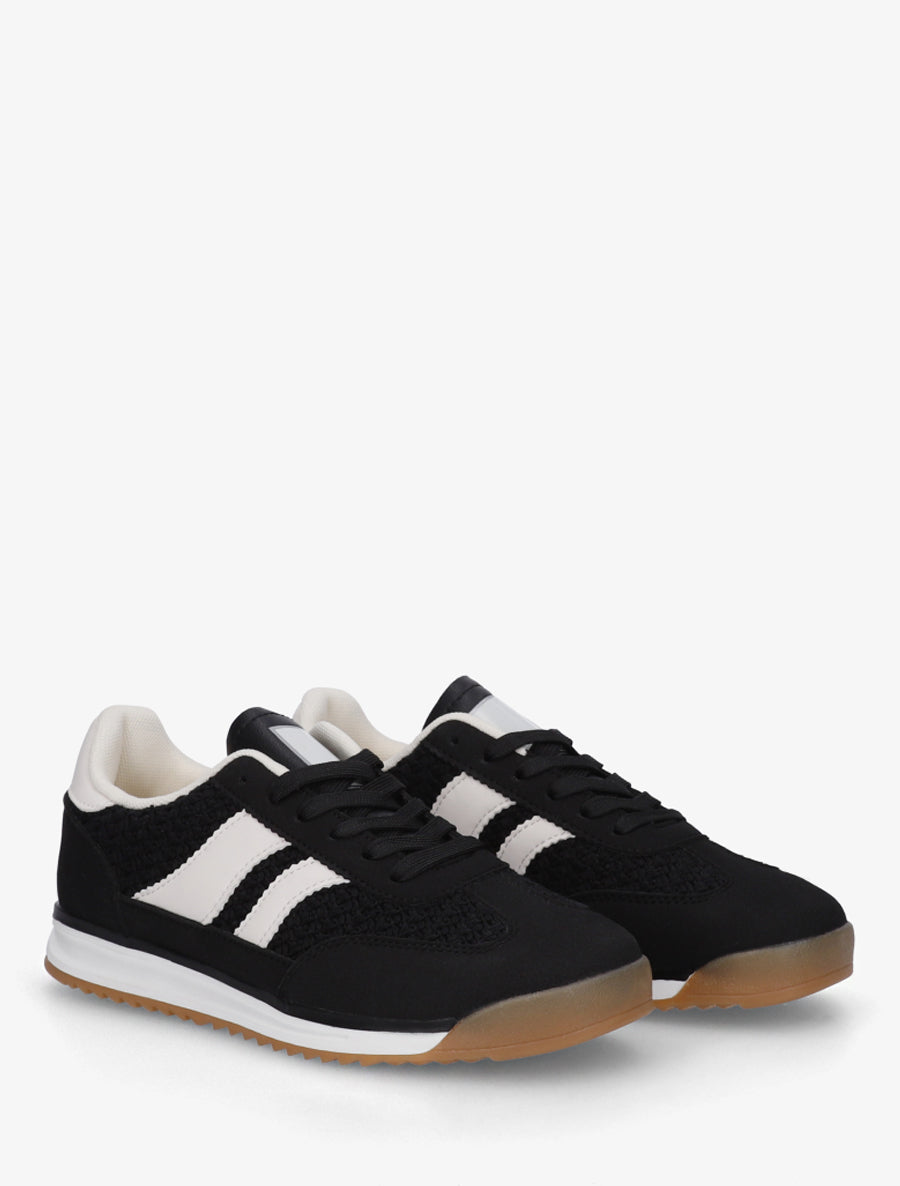 Zapatillas con inserción de efecto malla y detalles en contraste - Negro