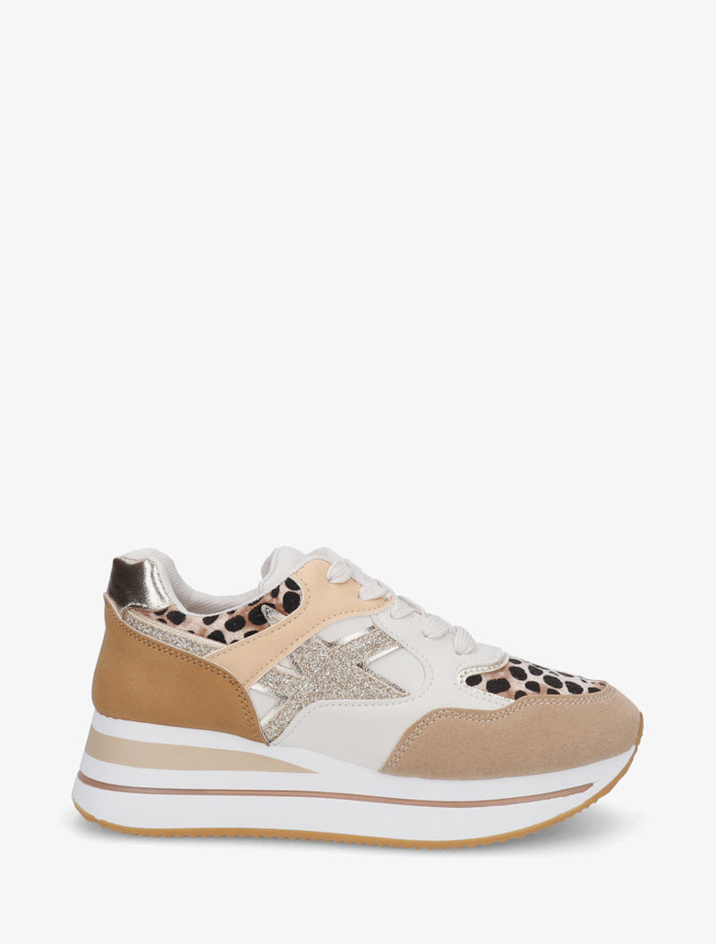 Zapatillas con lentejuelas y estampado de leopardo - Caramel