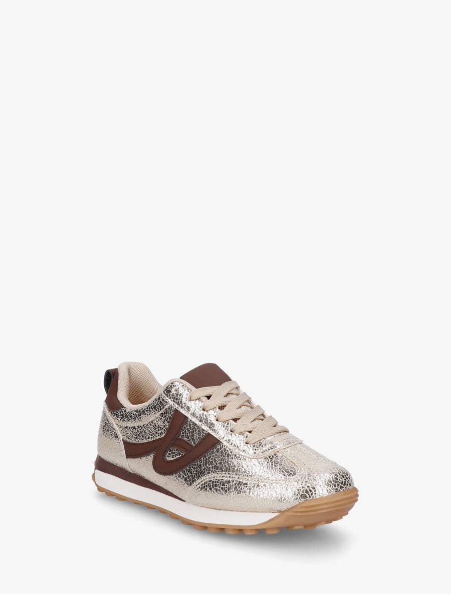 Zapatillas iridiscentes con detalles en contraste - Dorado