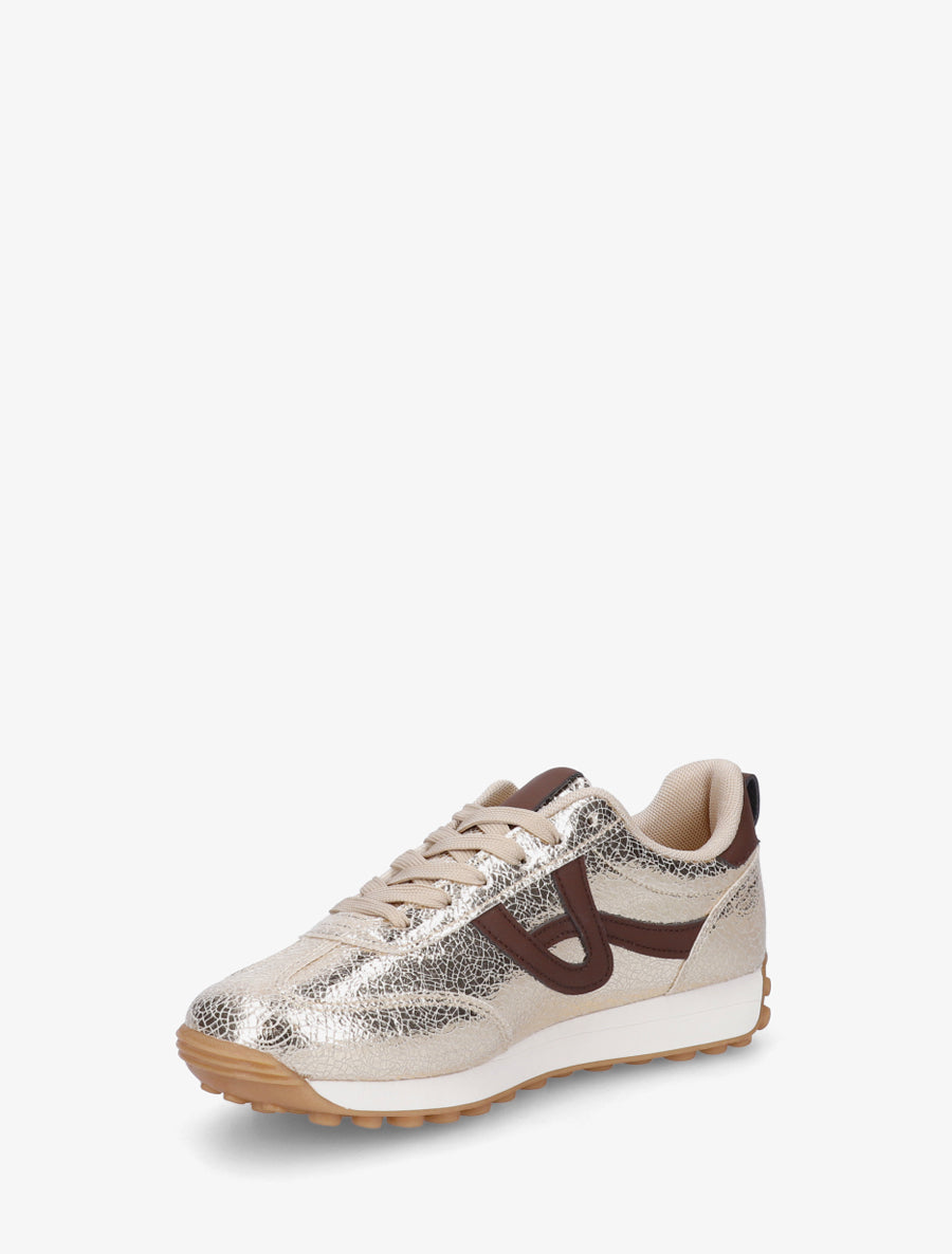 Zapatillas iridiscentes con detalles en contraste - Dorado