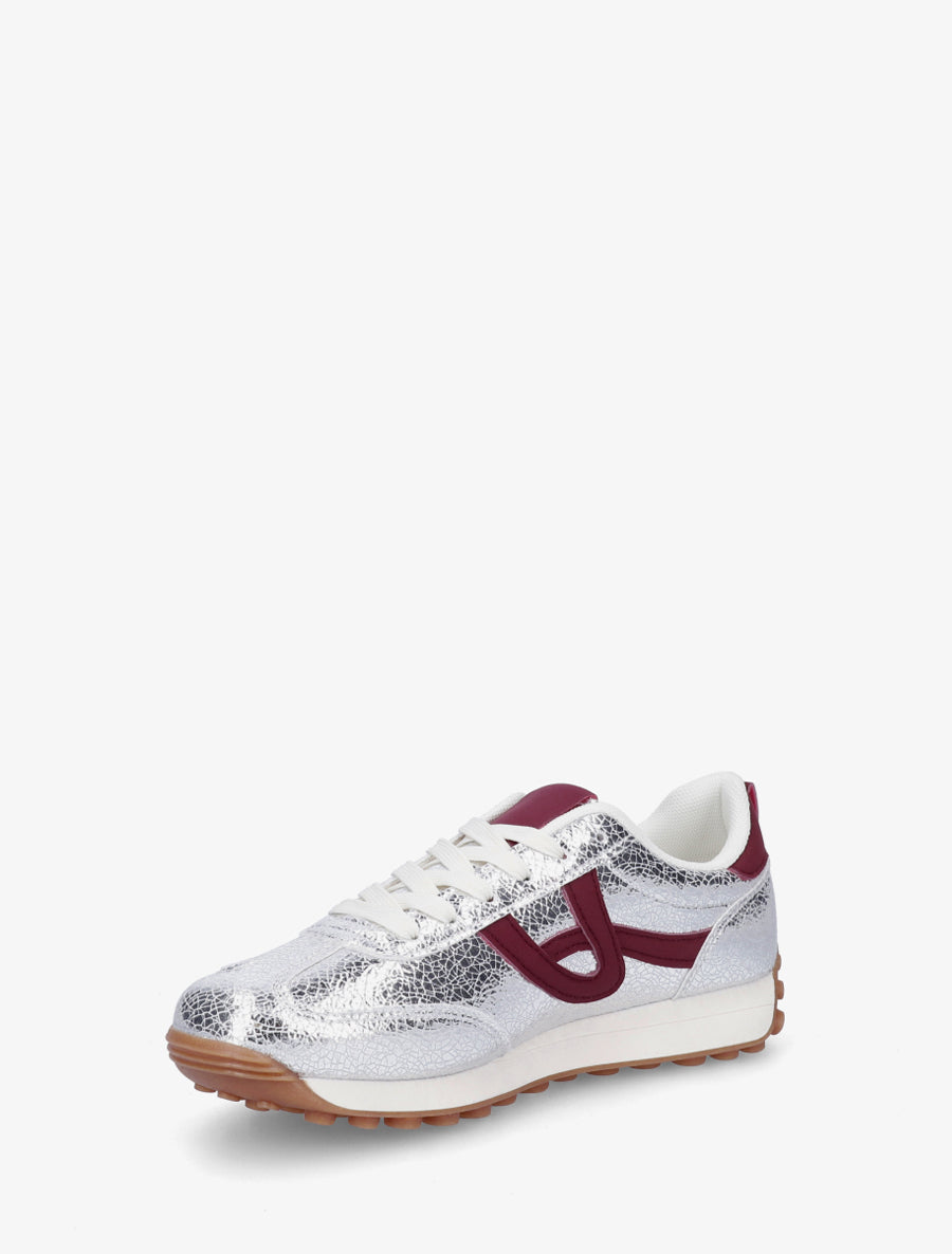 Zapatillas iridiscentes con detalles en contraste - Plata