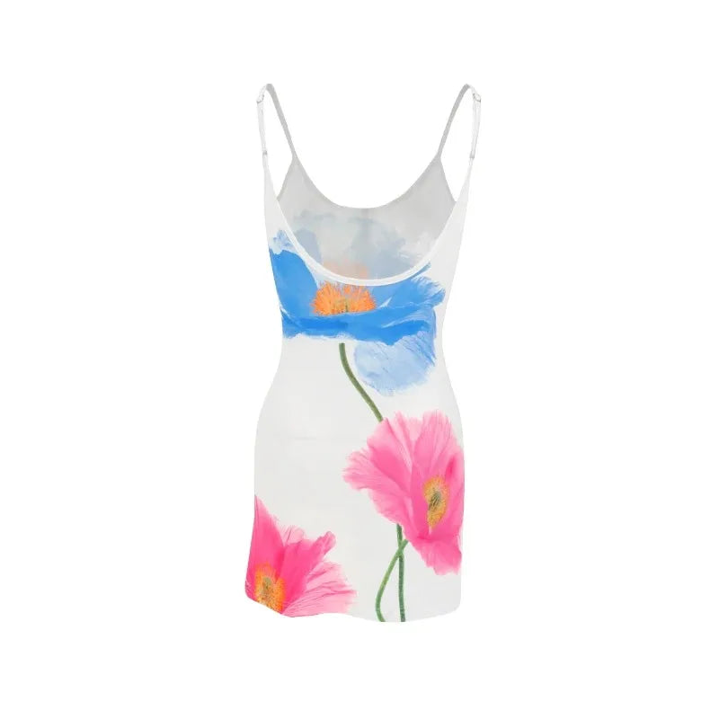 Vestido Mini Sexy Blanco sin Mangas