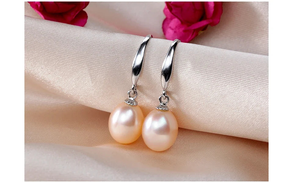 Pendientes Gota Perla-Plata