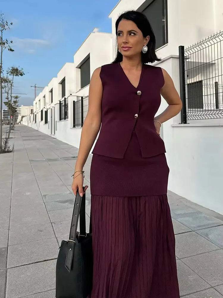 Conjunto Falda Mujer Vino