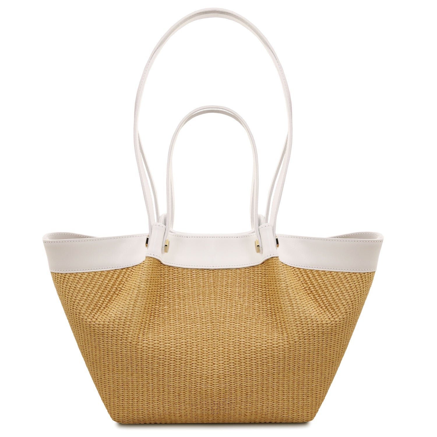 Soleil -Rafia con ribete de piel italiana lisa