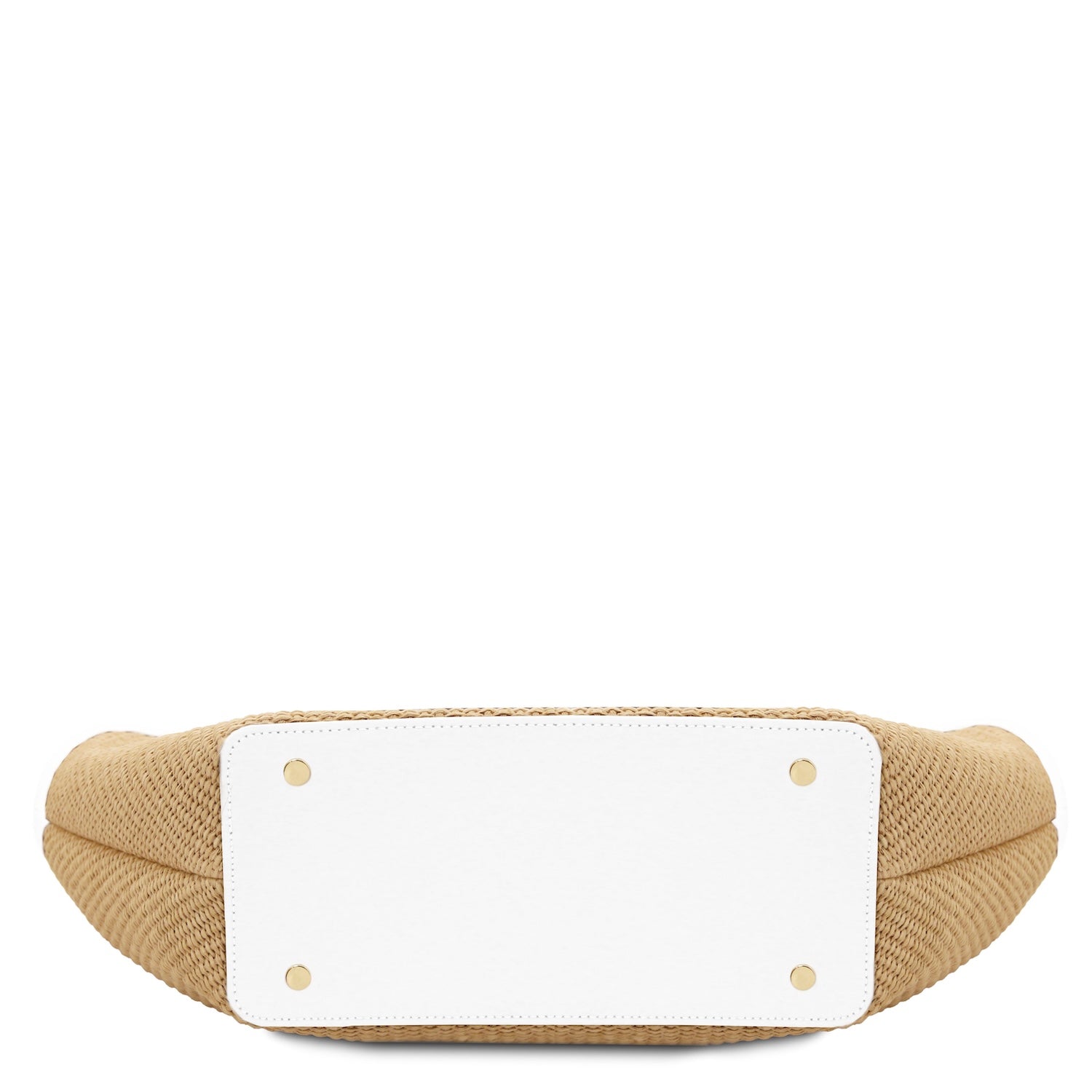 Soleil -Rafia con ribete de piel italiana lisa