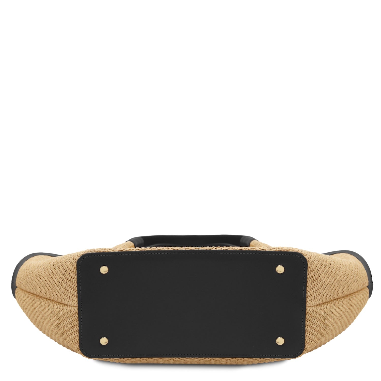 Soleil -Rafia con ribete de piel italiana lisa