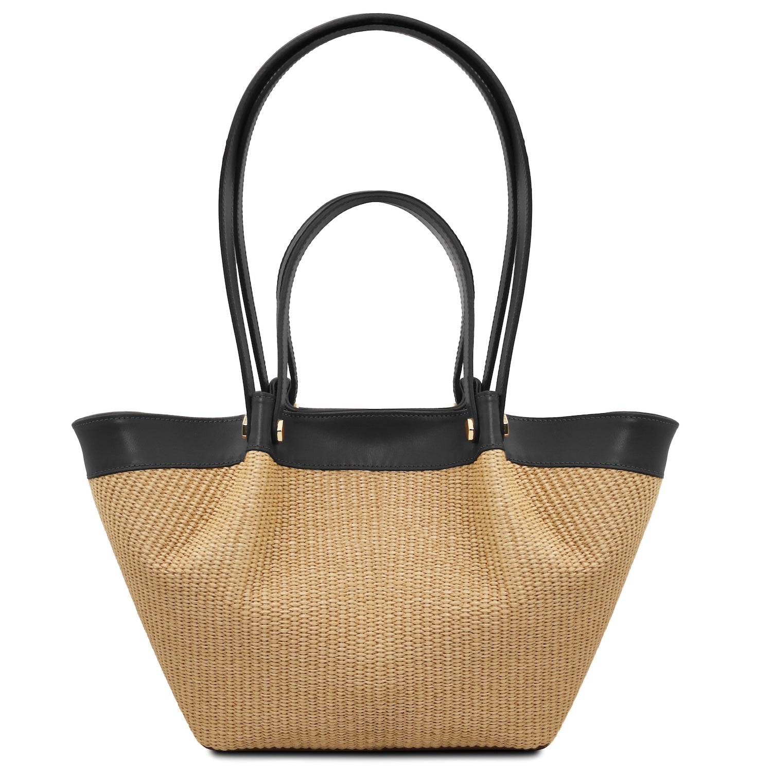 Soleil -Rafia con ribete de piel italiana lisa