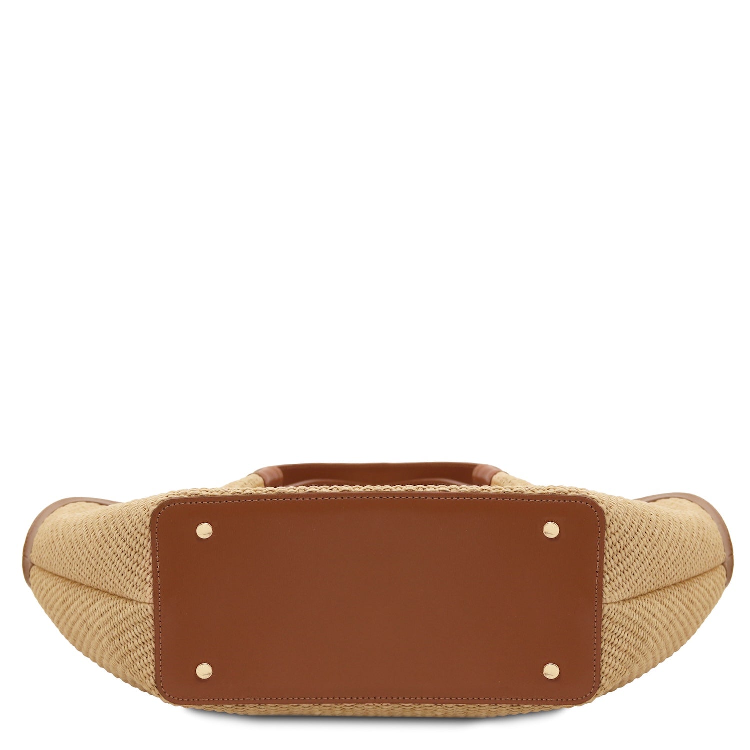 Soleil -Rafia con ribete de piel italiana lisa